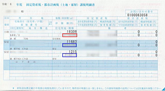 固定資産税・都市計画税納税通知書 課税明細書